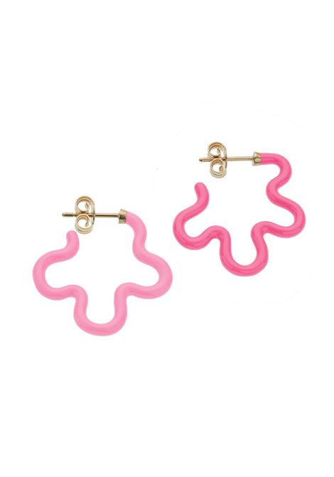 2 Tone Asymmetrical Flower Power Earrings In Bubblegum Pink and Azalea BEA BONGIASCA | GE201YGCC14